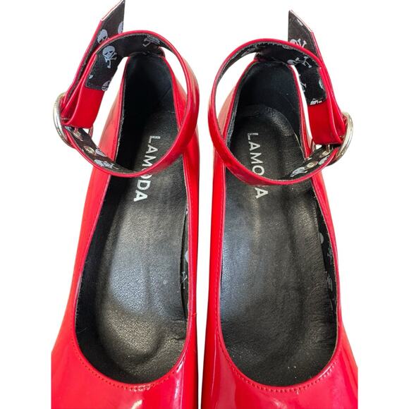 DOLLS KILL Lamoda Those Days Power Trip Chunky Platform Heels Red Patent Leather - Picture 6 of 12